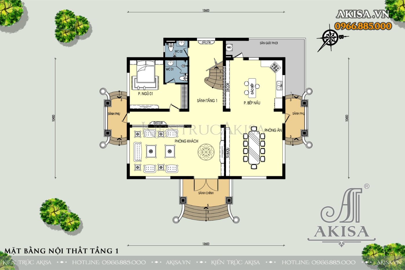 Thiết kế biệt thự tân cổ điển 2 tầng mái Mansard (CĐT: ông Tú - Hải Dương) BT22912