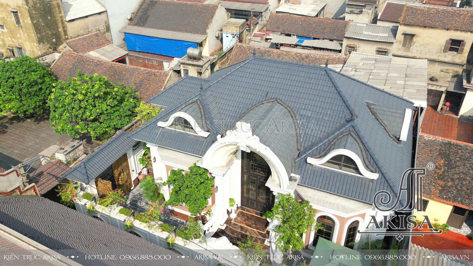 Hoàn thiện kiến trúc Biệt thự 1 tầng tân cổ điển tại Bắc Ninh ( CĐT: Ông Trường ) HT12529-KT