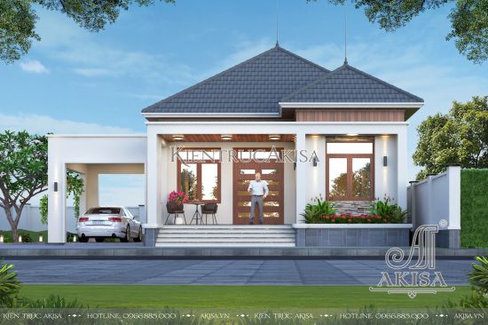 Mẫu biệt thự hiện đại 1 tầng mái Nhật (CĐT: ông Phú - Bình Thuận) BT11918