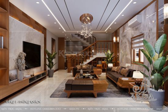 Thiết kế nội thất nhà phố 2 tầng chất liệu gỗ tự nhiên (CĐT: ông Tú - Huế) NT22865