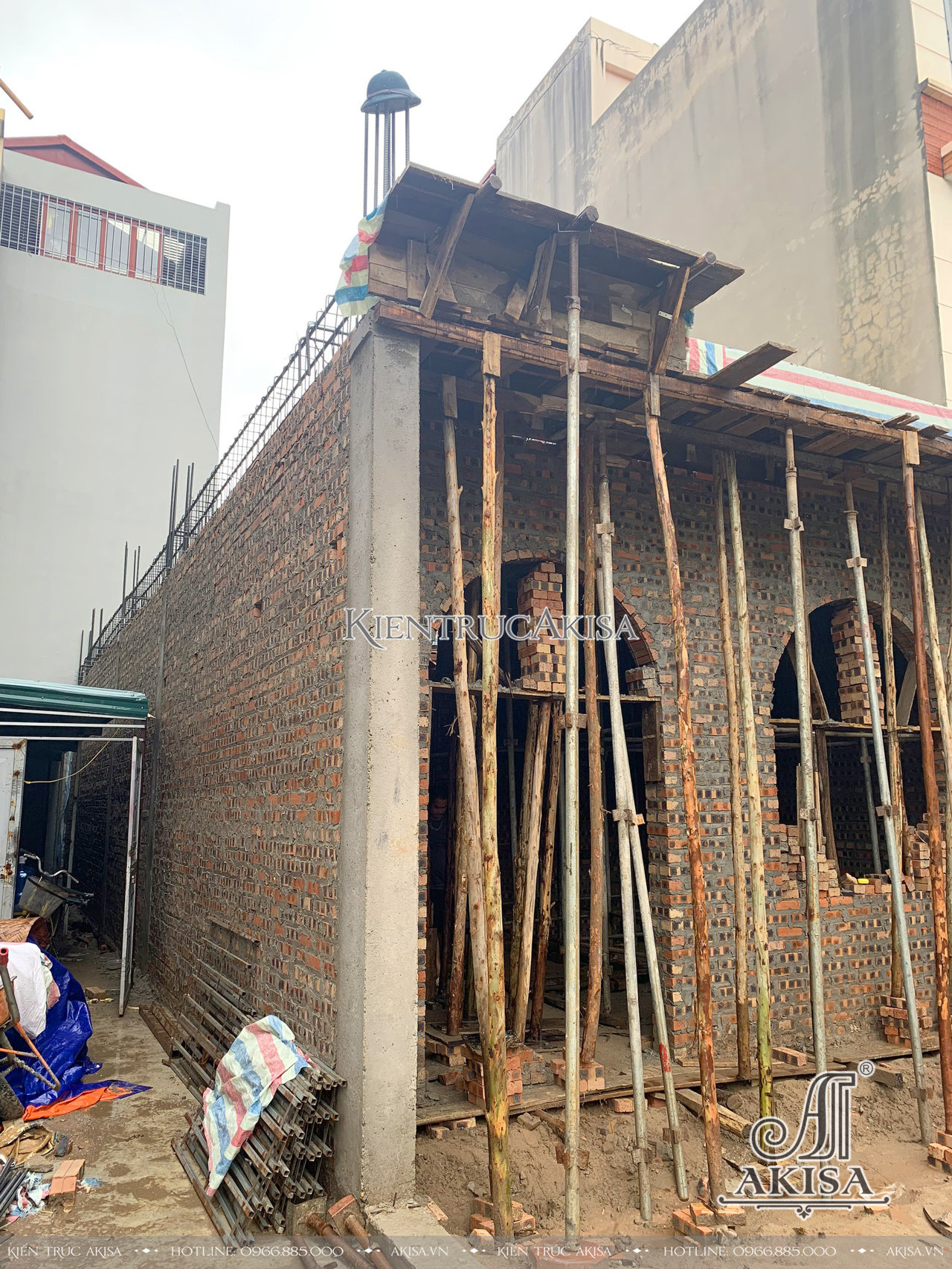 Hình ảnh thi công nhà phố hiện đại 3 tầng 1 tum tại Hà Nội (CĐT: ông Phi) TC61916-KT