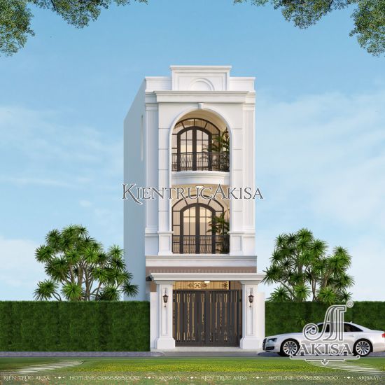 Thiết kế nhà phố 3 tầng 5x20m phong cách tân cổ điển (CĐT: ông Chiến - Quảng Ninh) NP32928