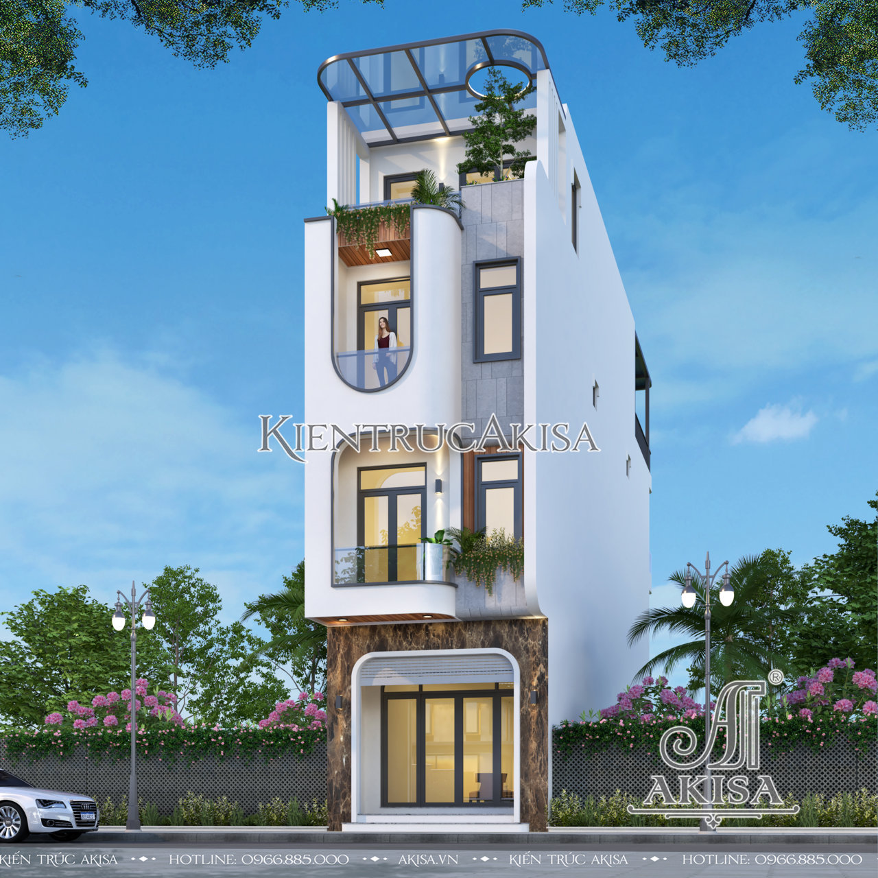 Thiết kế nhà phố hiện đại 4 tầng mặt tiền 4.5m (CĐT: ông Thịnh - Bắc Giang) NP41934