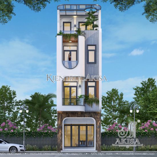 Thiết kế nhà phố hiện đại 4 tầng mặt tiền 4.5m (CĐT: ông Thịnh - Bắc Giang) NP41934