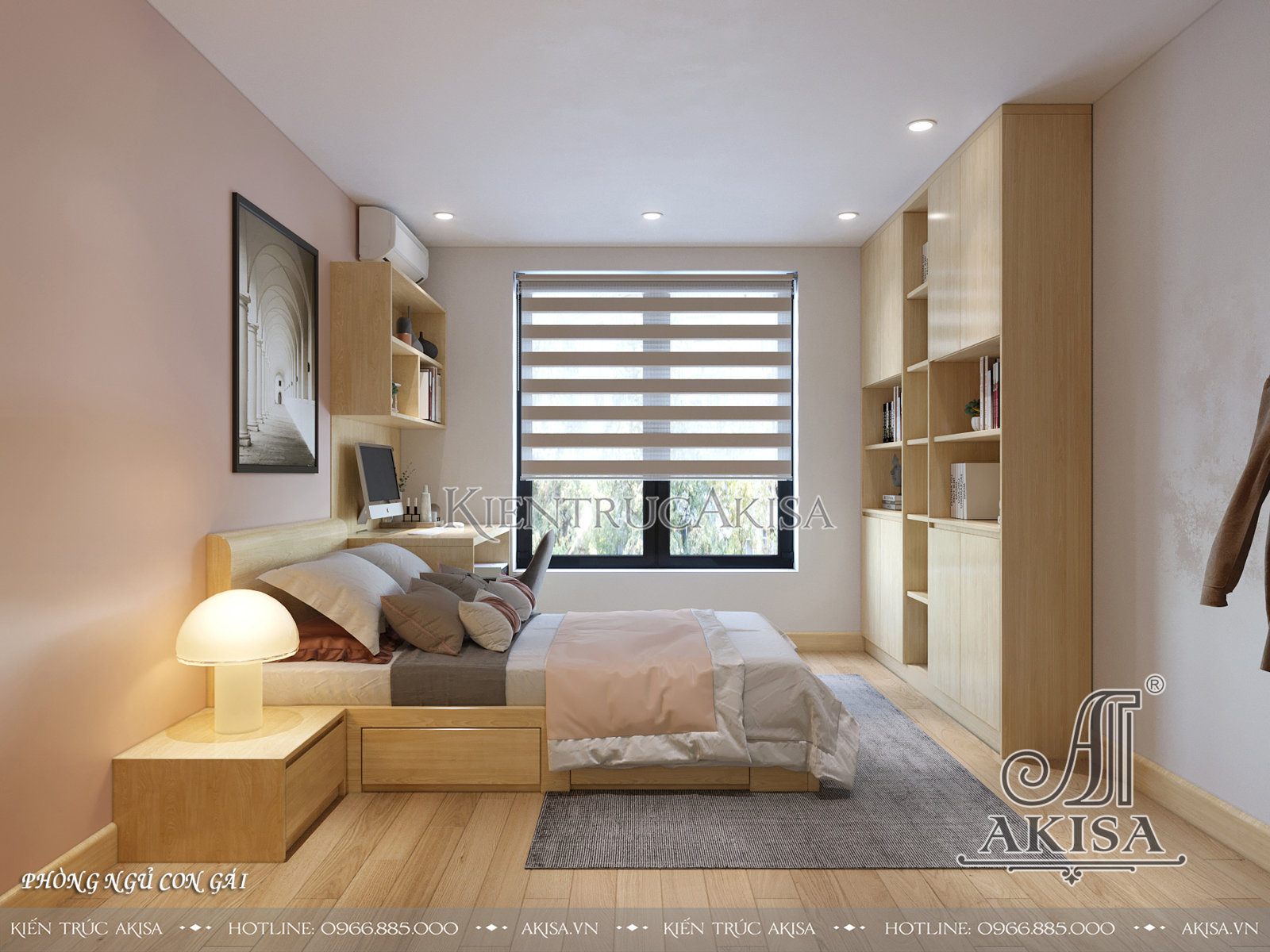 Mẫu nội thất chung cư gỗ sồi trắng kết hợp gỗ công nghiệp (CĐT: ông Tùng - Hà Nội) NT21261