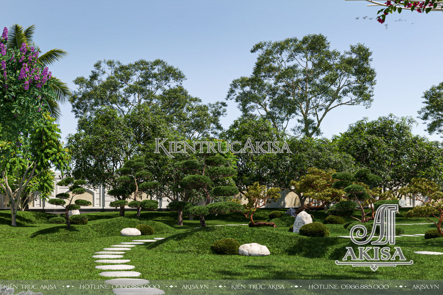 Thiết kế cảnh quan sân vườn biệt thự 1000m2 (CĐT: bà Oanh - Long An) SV22824