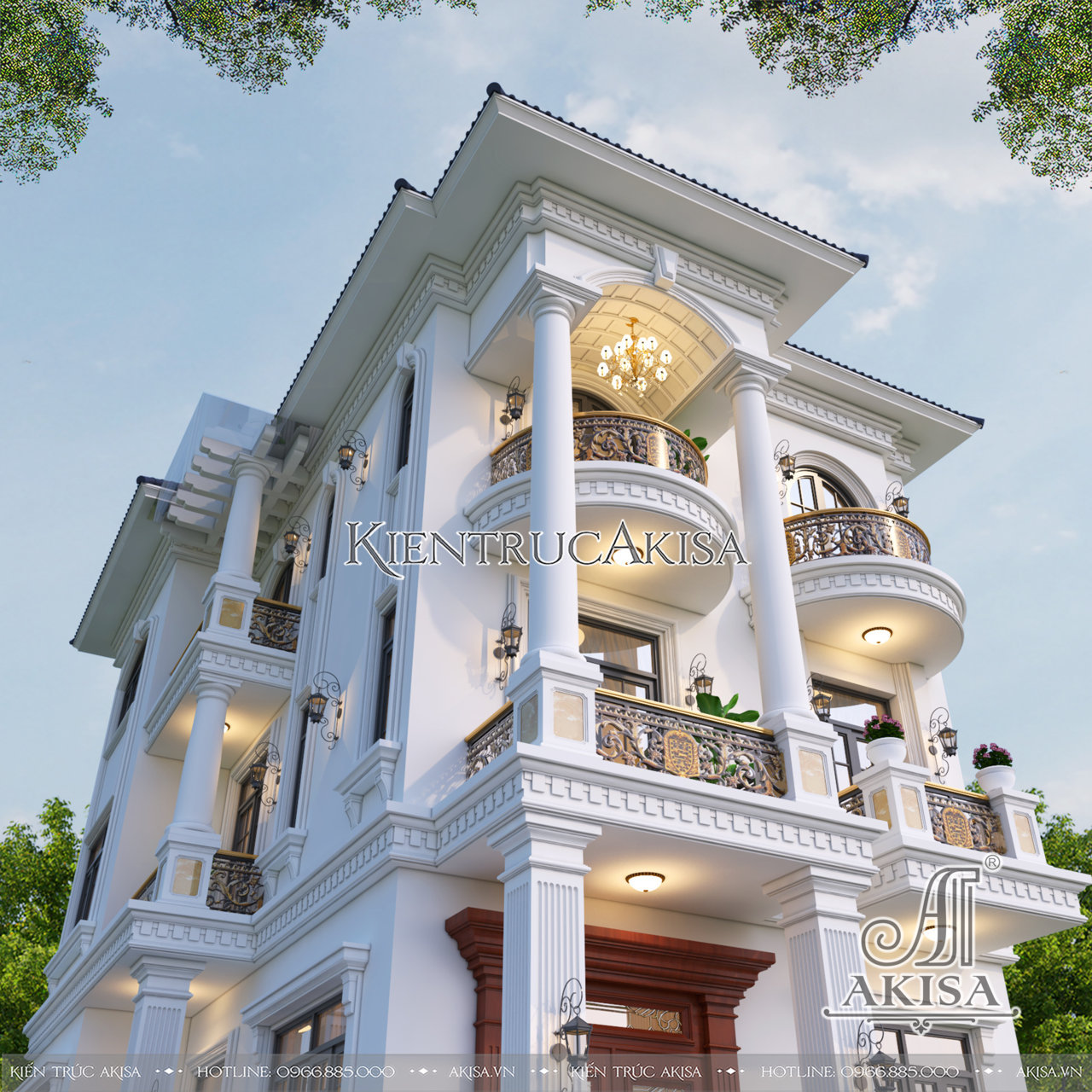 Thiết kế biệt thự đẹp 3 tầng mặt tiền 10m (CĐT: ông Hồng - Bình Định) BT32965