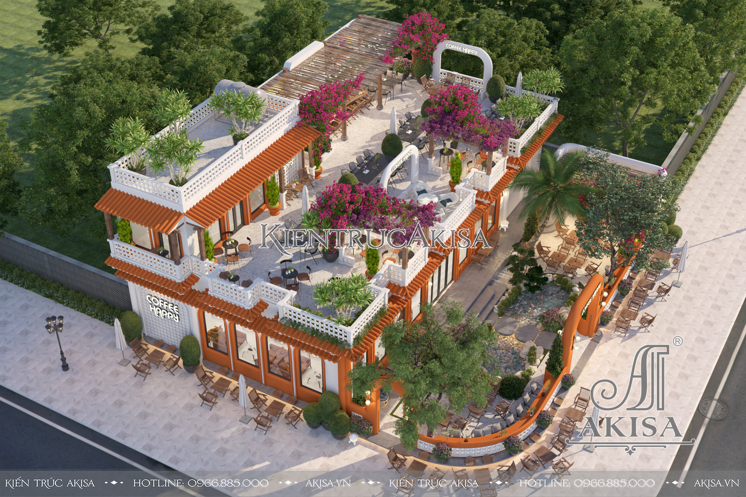 Thiết kế quán cafe 2 tầng phong cách Địa Trung Hải (CĐT: ông Đức Anh - Phú Thọ) NH24968