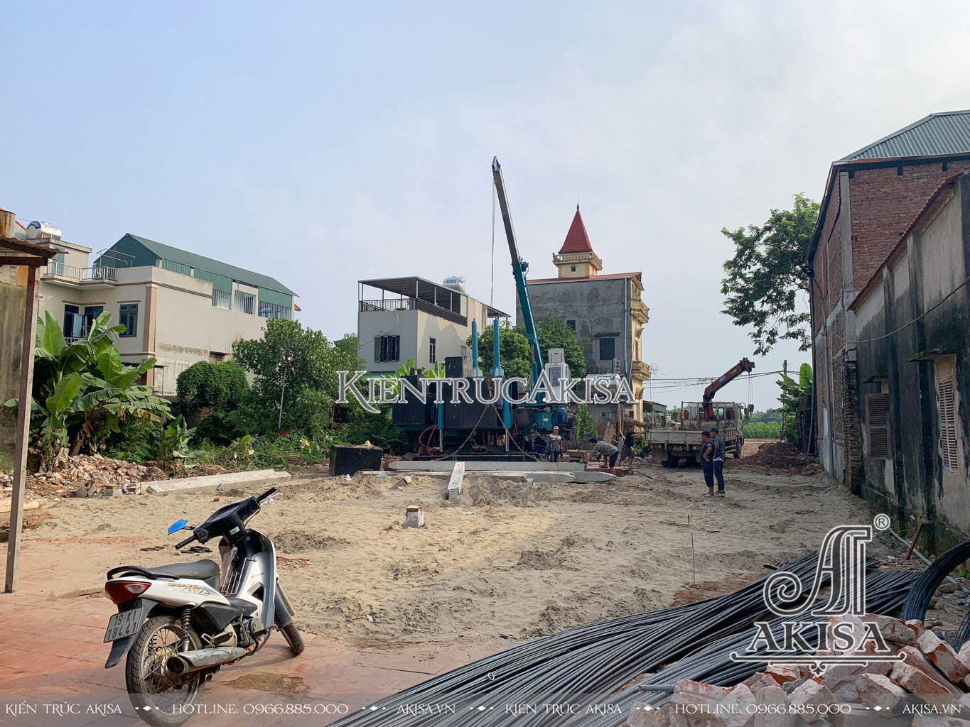 Hình ảnh thi công biệt thự 3 tầng mái Mansard tại Hà Nội (CĐT: ông Ổn) TC32938-KT