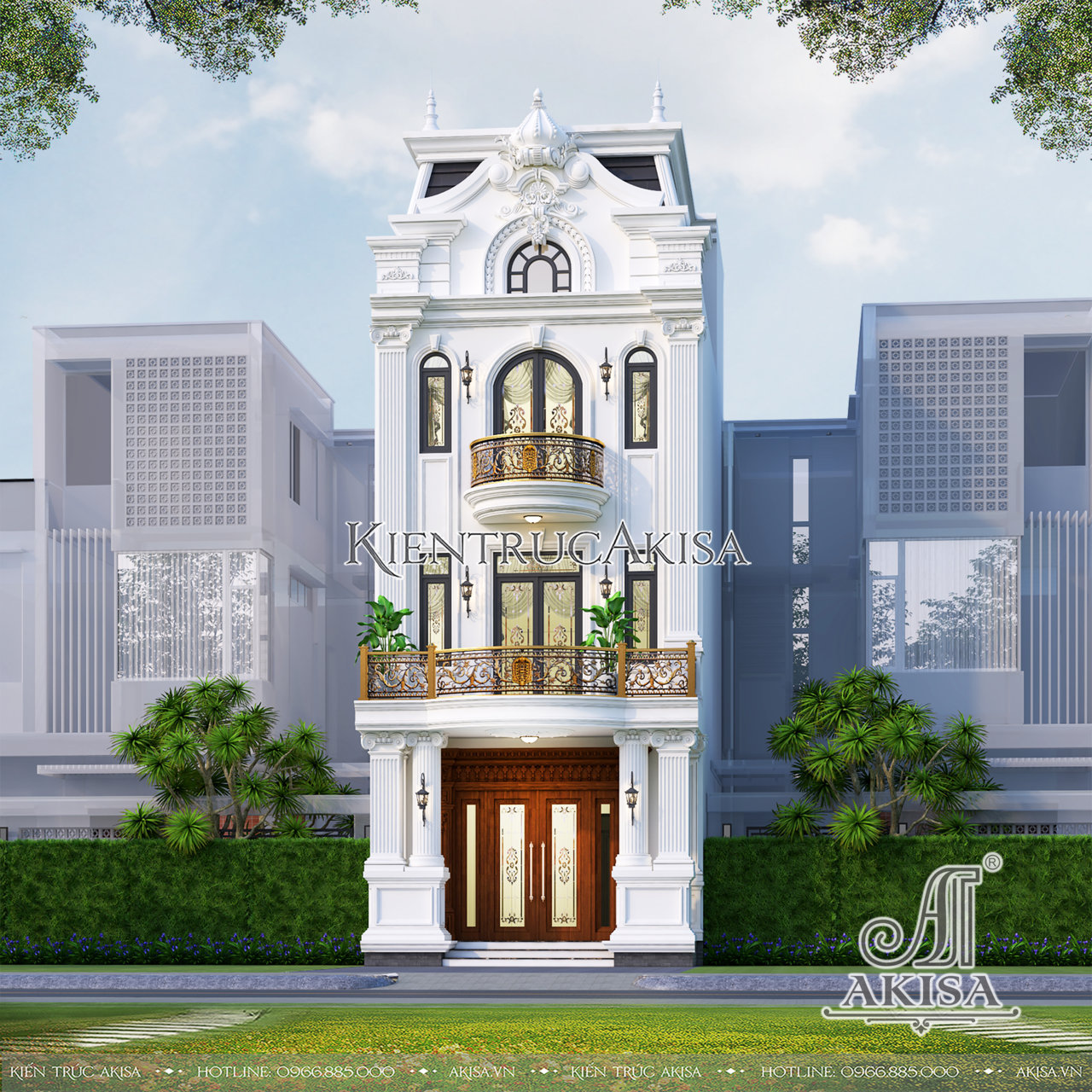 Thiết kế nhà phố tân cổ điển 3 tầng mặt tiền 6m (CĐT: ông Thắng - Hà Nội) NP32976