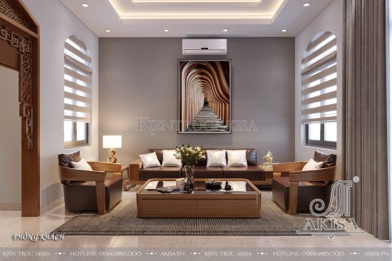 Thiết kế nội thất hiện đại biệt thự 1 tầng (CĐT: ông Chiến - Bắc Giang) NT12982