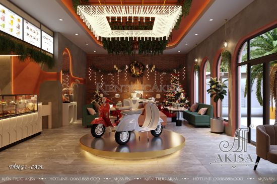 Mẫu nội thất quán cafe bánh ngọt phong cách hiện đại (CĐT: ông Đức Anh - Phú Thọ) NT24968