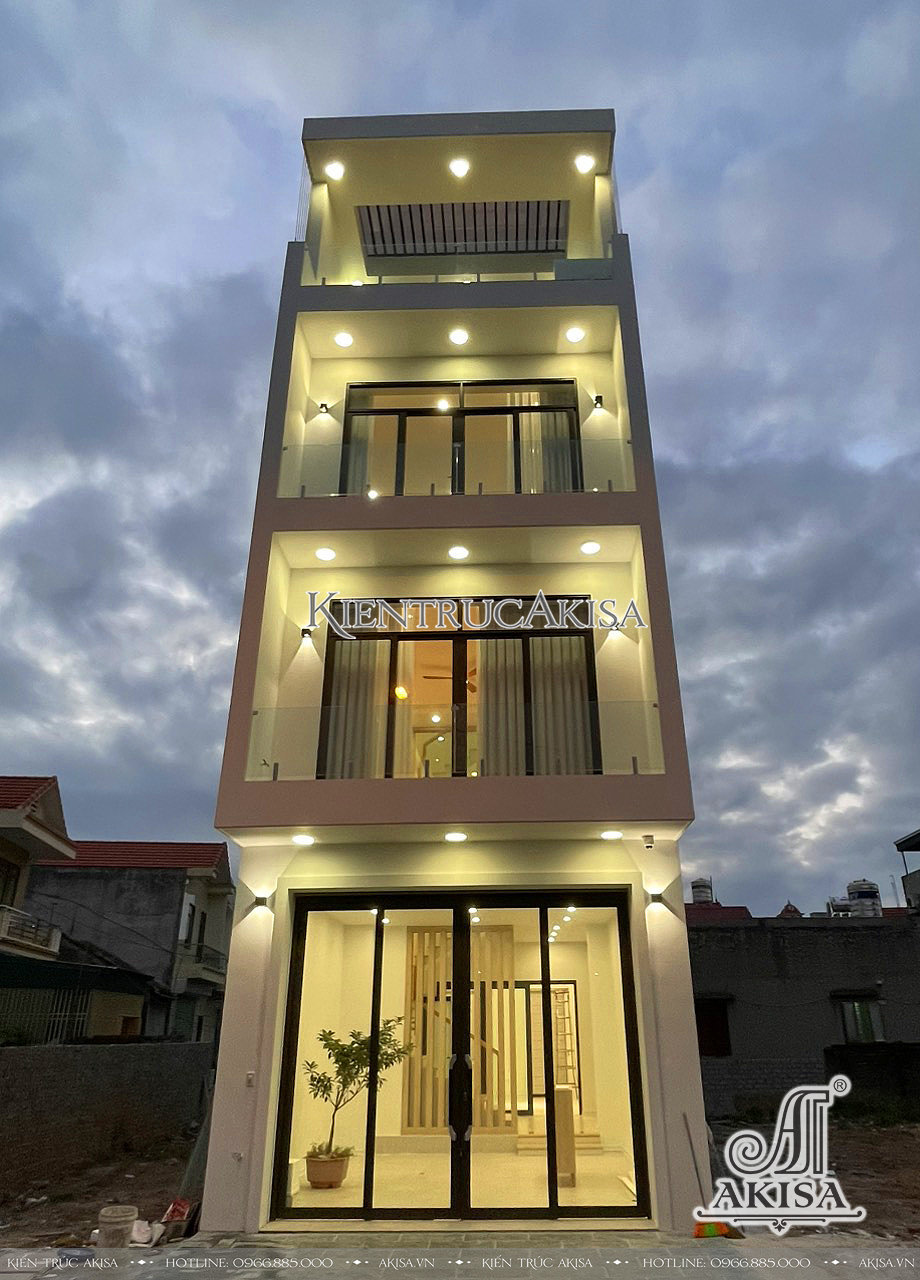 Hoàn thiện kiến trúc nhà phố hiện đại 4 tầng (CĐT: ông Quân - Quảng Ninh) HT41875-KT