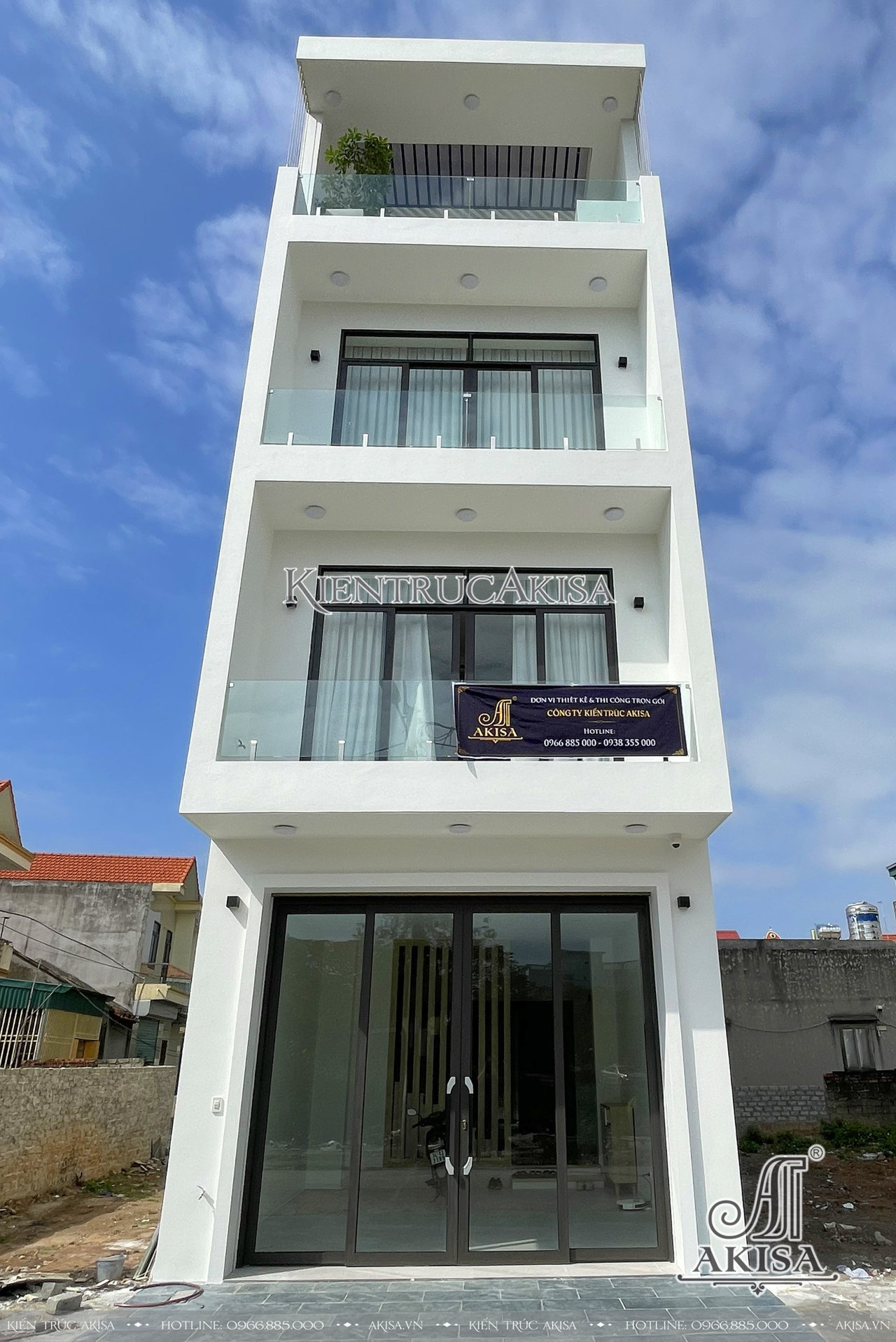 Hoàn thiện kiến trúc nhà phố hiện đại 4 tầng (CĐT: ông Quân - Quảng Ninh) HT41875-KT