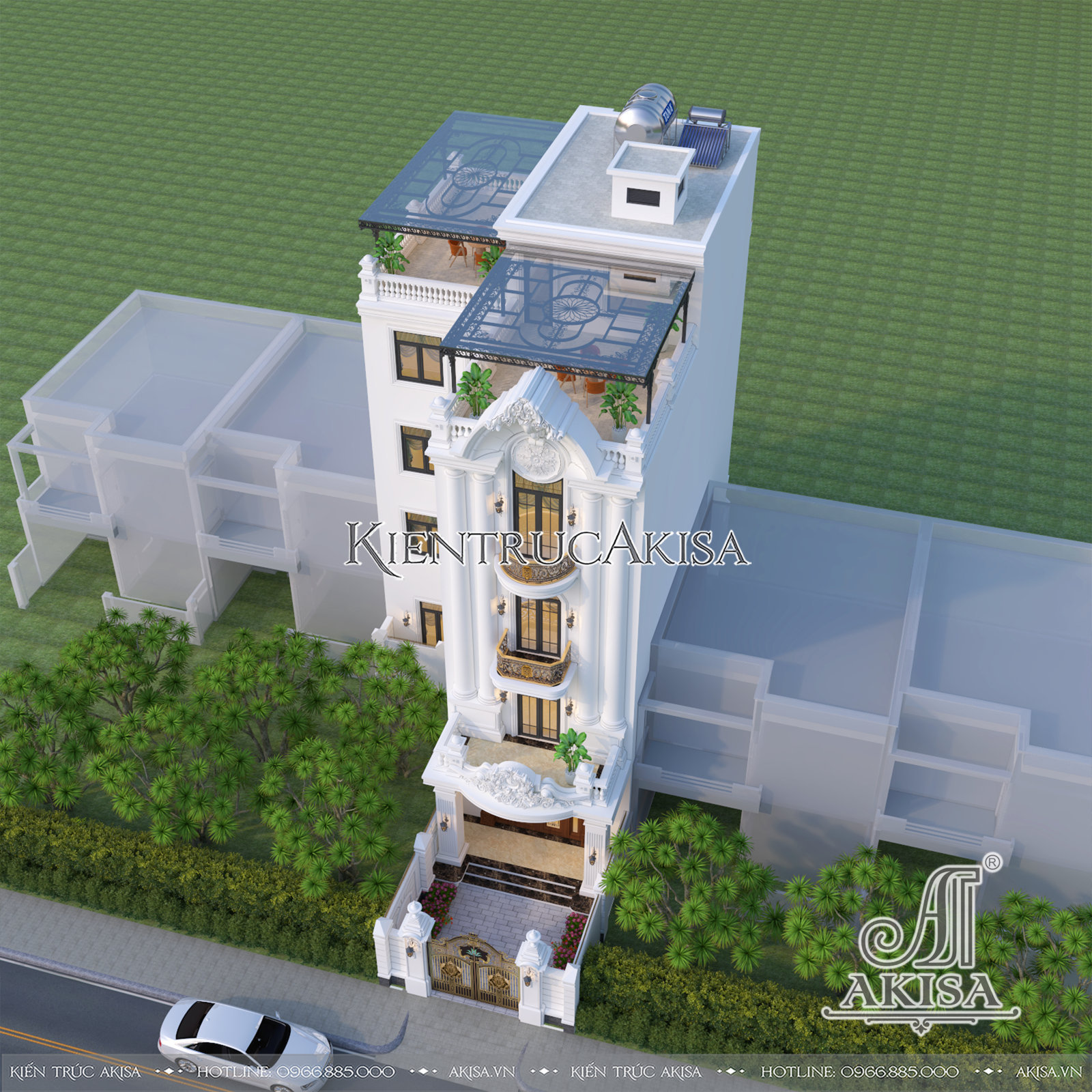 Thiết kế nhà phố tân cổ điển 4 tầng mặt tiền 6m (CĐT: ông Tuấn - Hà Nội) NP42995