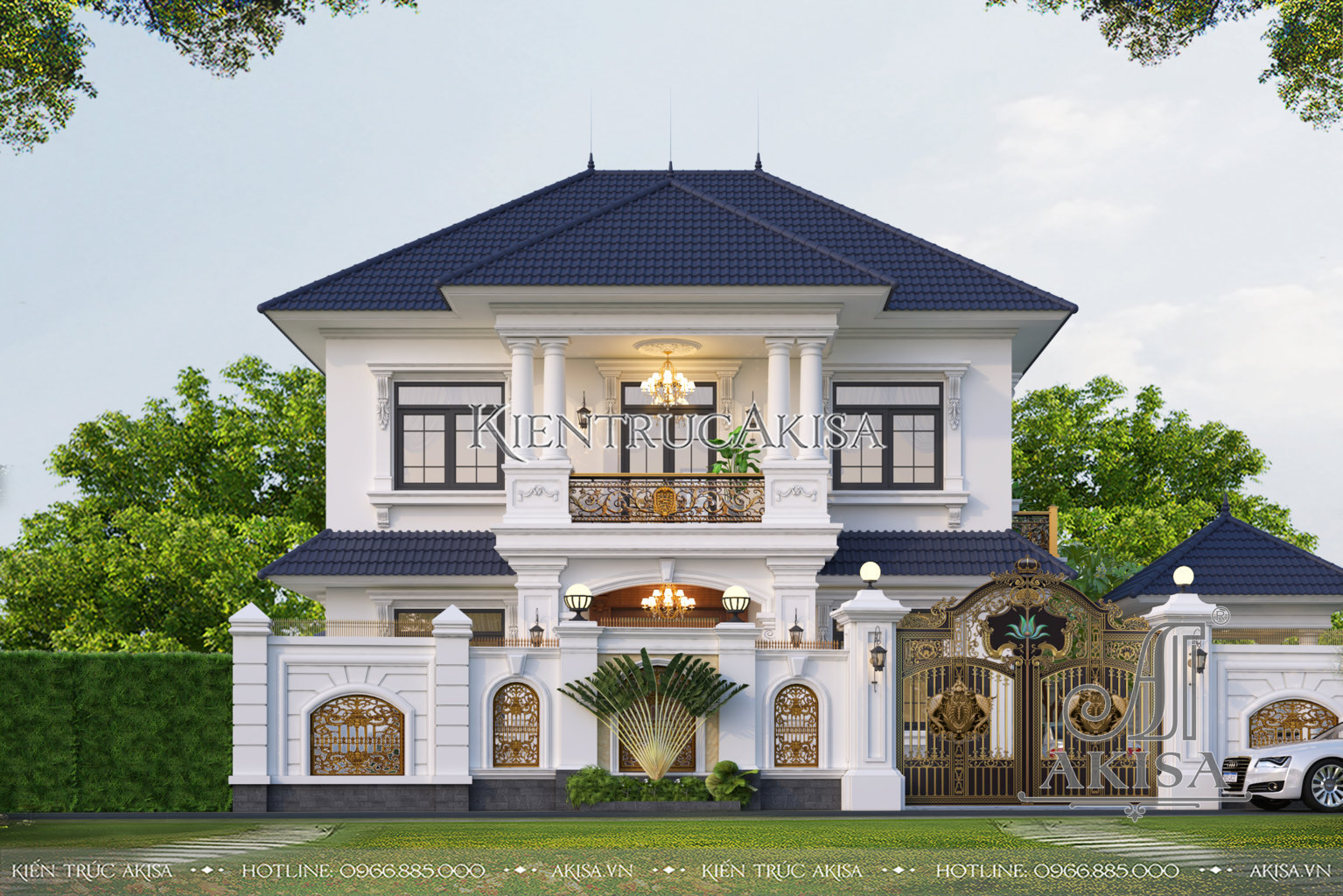 Thiết kế nhà biệt thự tân cổ điển 2 tầng tại Hải Dương (CĐT: ông Sơn) BT22996