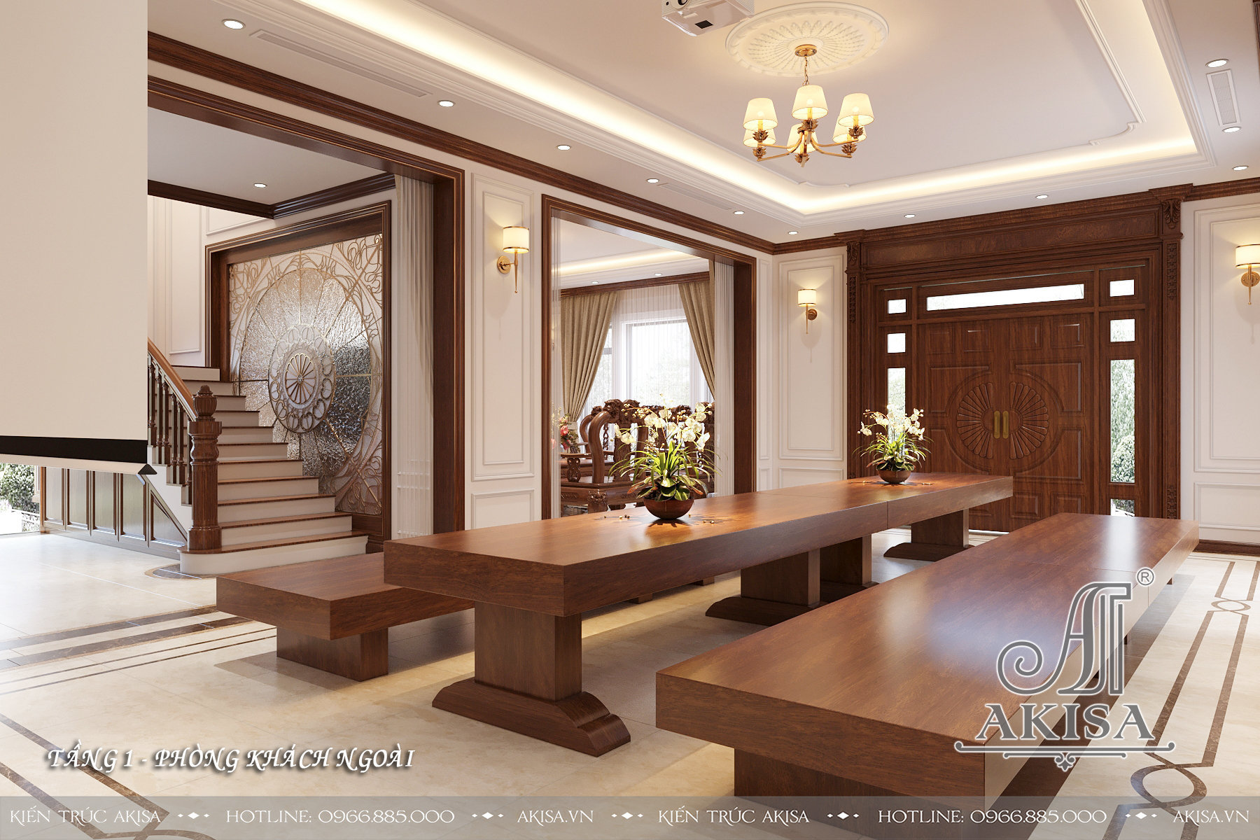 Thiết kế nội thất phong cách tân cổ điển nhẹ nhàng (CĐT: ông Thủy - Vĩnh Phúc) NT21999