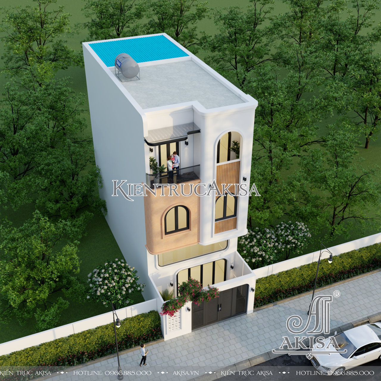 Thiết kế nhà 3 tầng hiện đại mặt tiền 5.8m (CĐT: ông Trung - Hưng Yên) NP311008