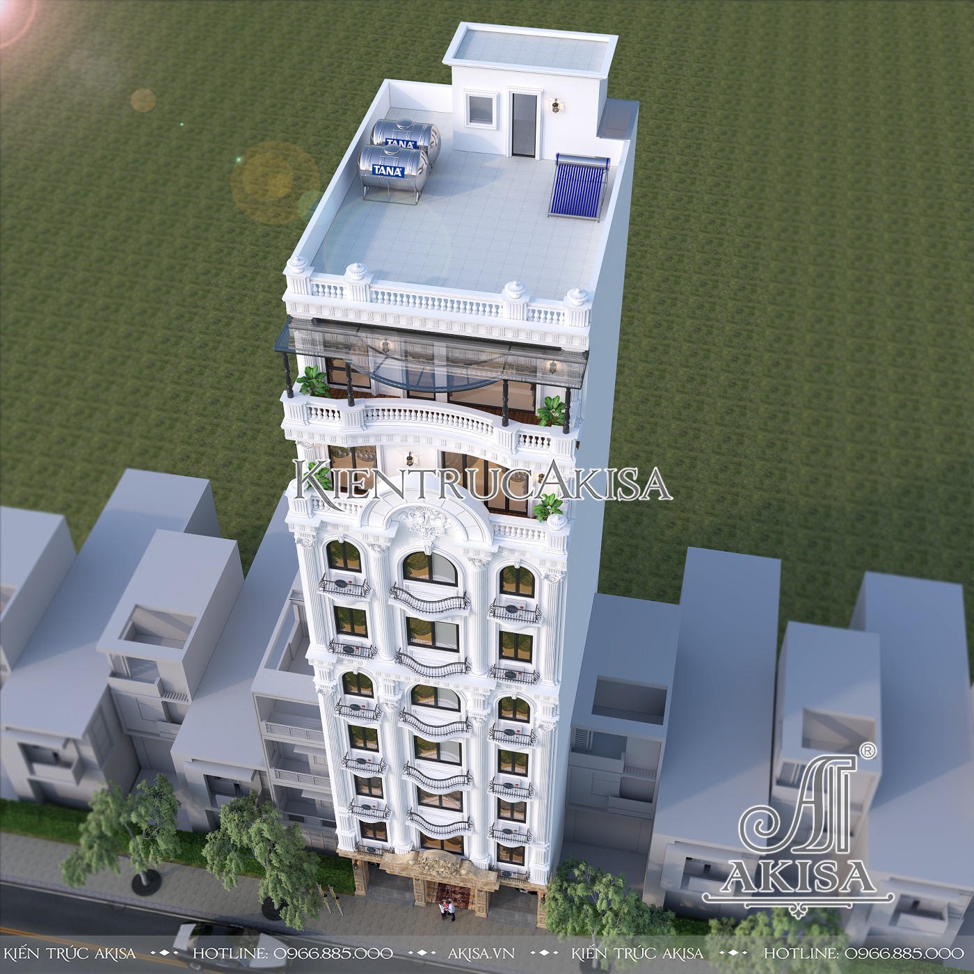 Thiết kế nhà ở 8 tầng kết hợp kinh doanh kiến trúc tân cổ điển (CĐT: ông Tùng - Hà Nội) NVP821016