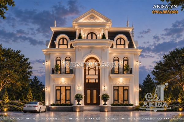Thiết kế biệt thự tân cổ điển 2 tầng mái Mansard (CĐT: ông Tùng - Lâm Đồng) BT221017