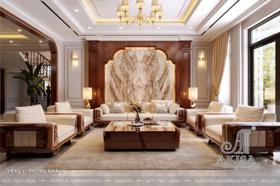 Mẫu nội thất gỗ gõ đỏ phong cách tân cổ luxury (CĐT: ông Long - Đồng Nai) NT22988