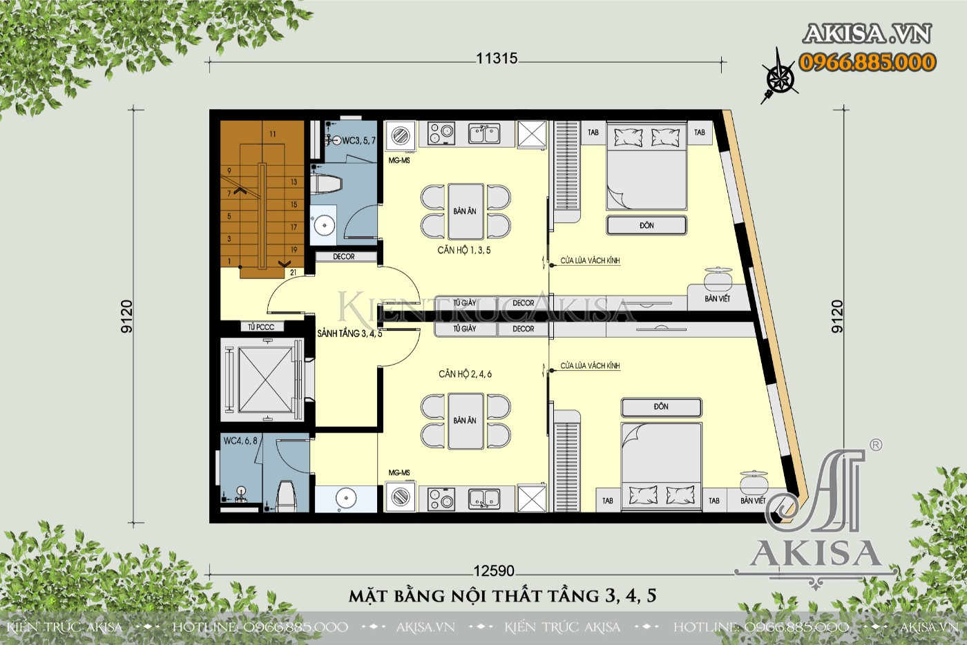 Thiết kế nhà ở kết hợp kinh doanh 7 tầng (CĐT: ông Tâm - Hà Nội) NVP721099