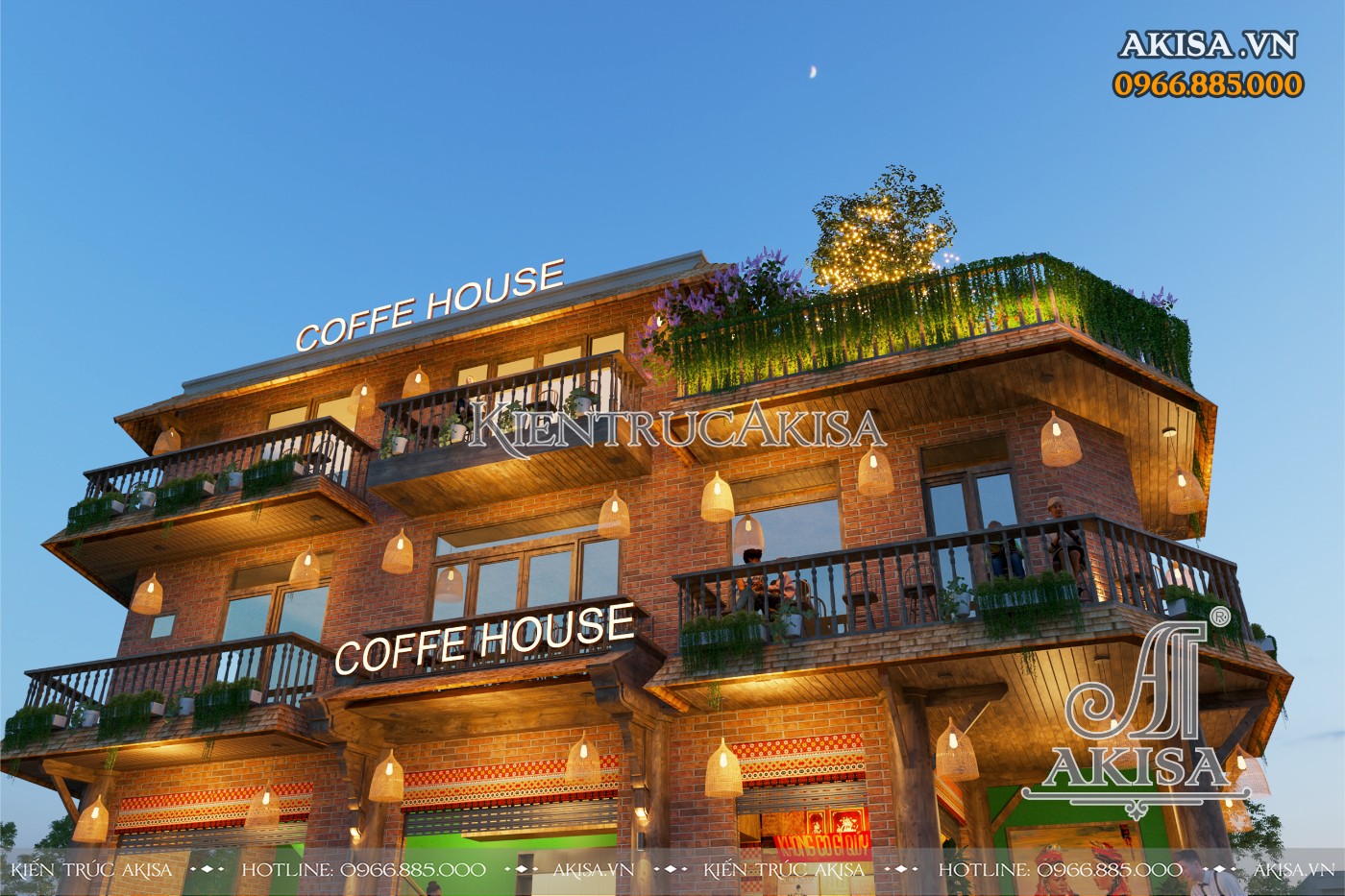 Thiết kế cửa hàng caffe 3 tầng (CĐT: bà Quyên - Lào Cai) NH311108