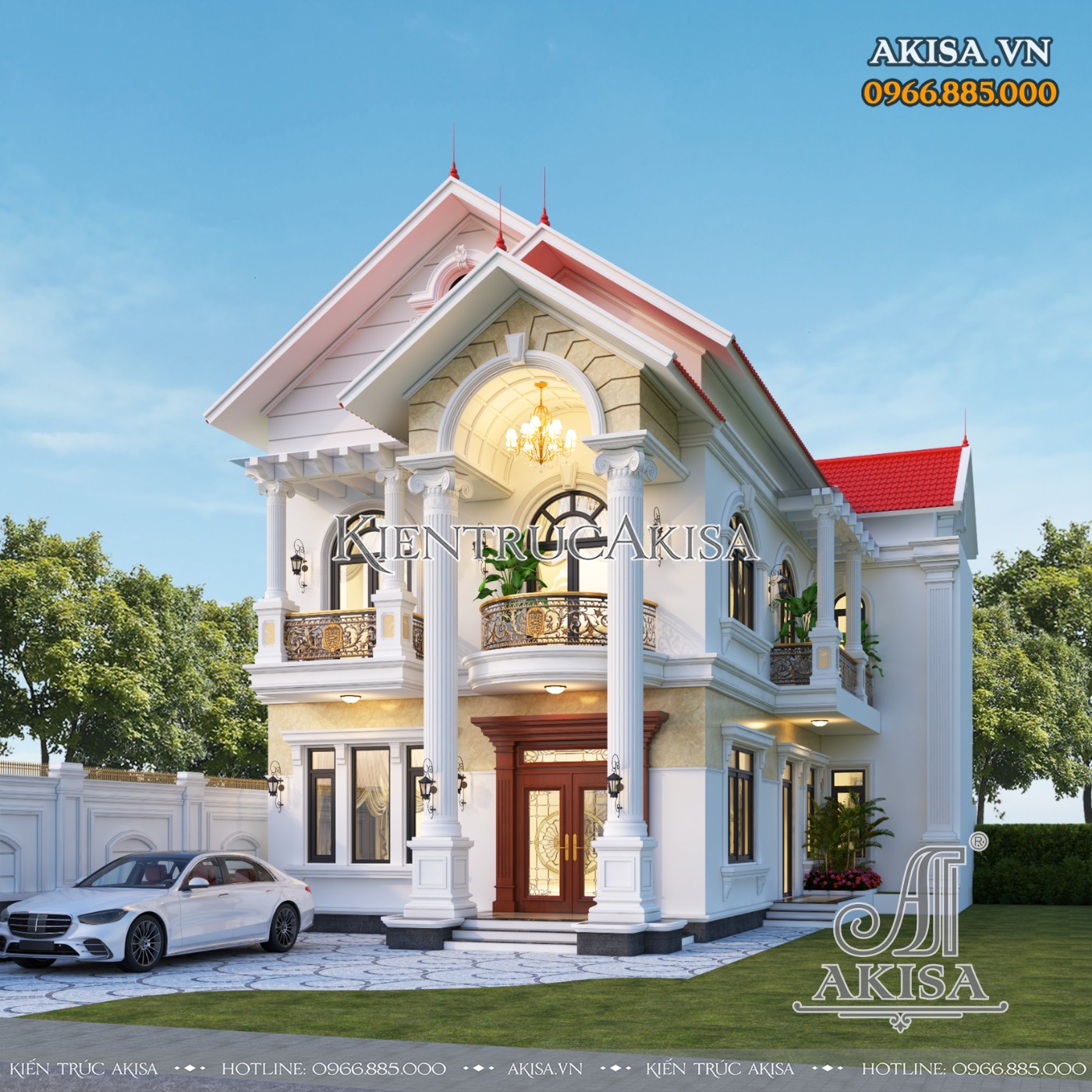 Biệt thự tân cổ 2 tầng mái Thái (CĐT: ông Thành - Hà Nam) BT221130