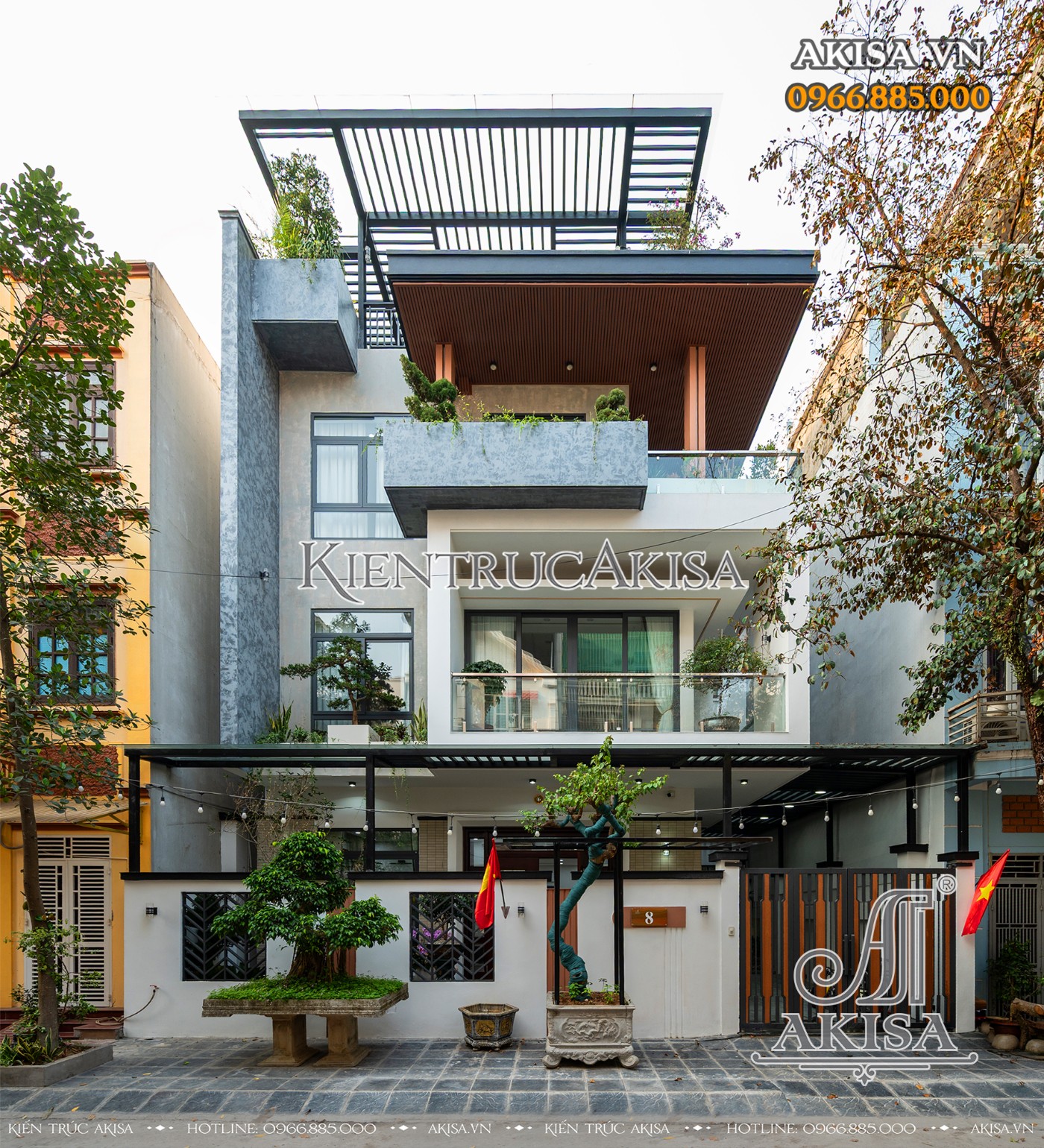 Hoàn thiện kiến trúc biệt thự 3 tầng hiện đại tại Hòa Bình (CĐT: ông Tiến) HT311015-KT