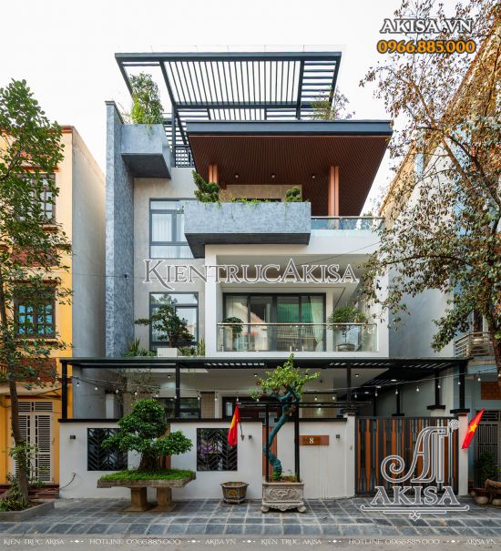 Hoàn thiện kiến trúc biệt thự 3 tầng hiện đại tại Hòa Bình (CĐT: ông Tiến) HT311015-KT