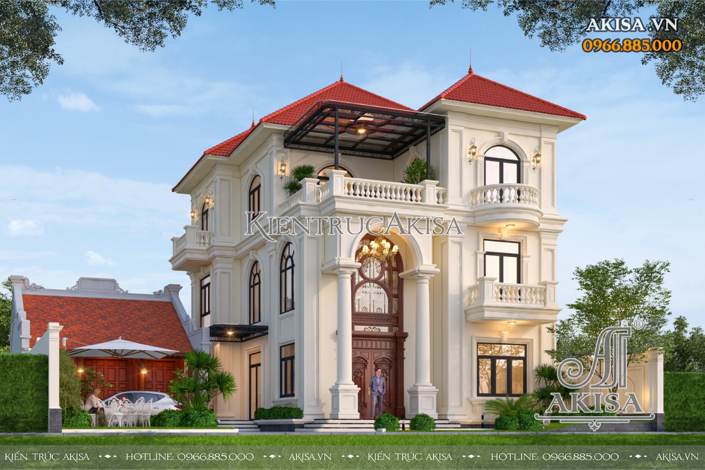 Mẫu biệt thự 3 tầng tân cổ điển mái Nhật (CĐT: bà Hòa - Quảng Ninh) BT321139