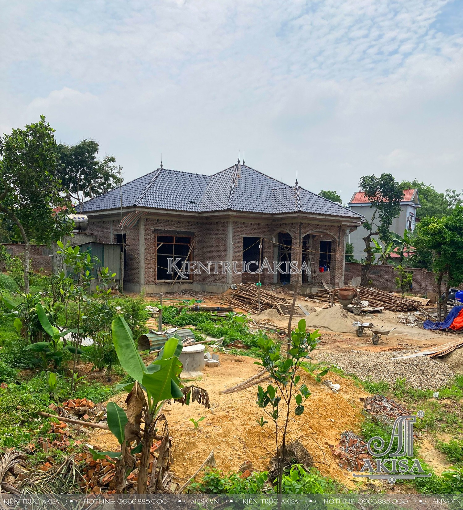 Hình ảnh thi công biệt thự 1 tầng 4 phòng ngủ (CĐT: ông Quang - Vĩnh Phúc) TC121077-KT