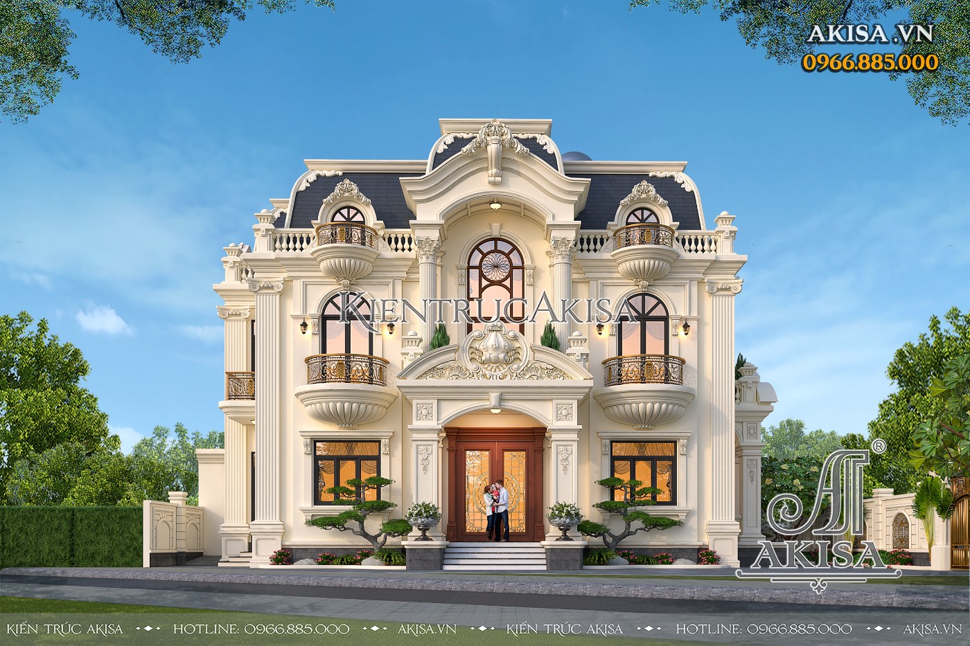 Mẫu biệt thự tân cổ điển 2 tầng mái Mansard (CĐT: ông Thực - Thanh Hóa) BT221181