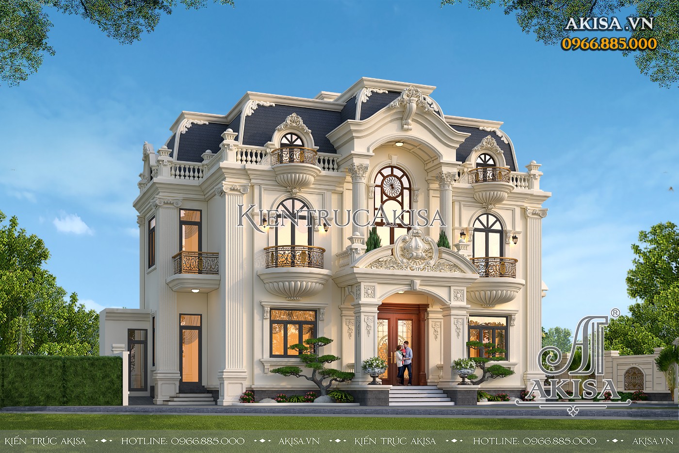 Mẫu biệt thự tân cổ điển 2 tầng mái Mansard (CĐT: ông Thực - Thanh Hóa) BT221181