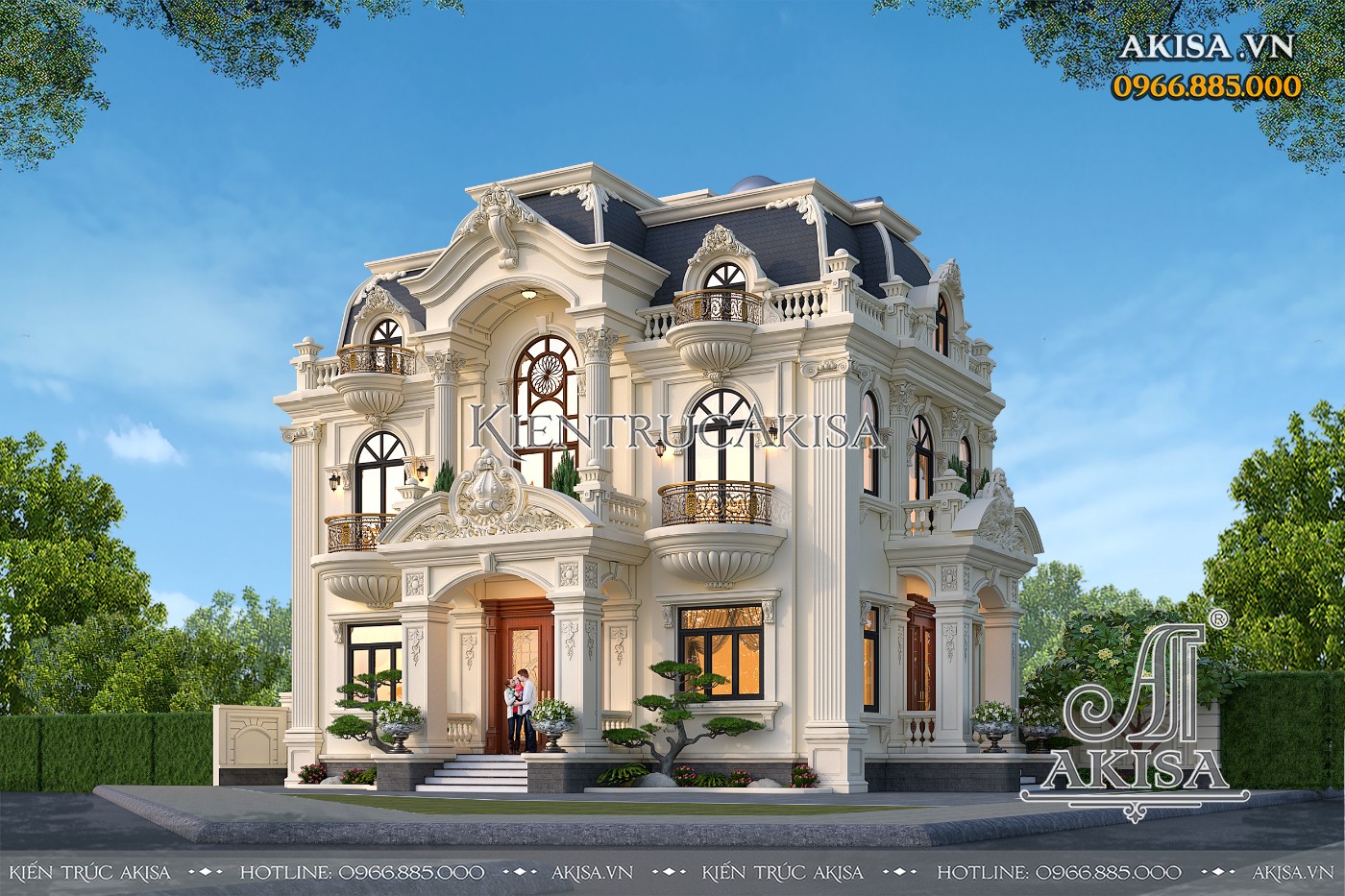 Mẫu biệt thự tân cổ điển 2 tầng mái Mansard (CĐT: ông Thực - Thanh Hóa) BT221181