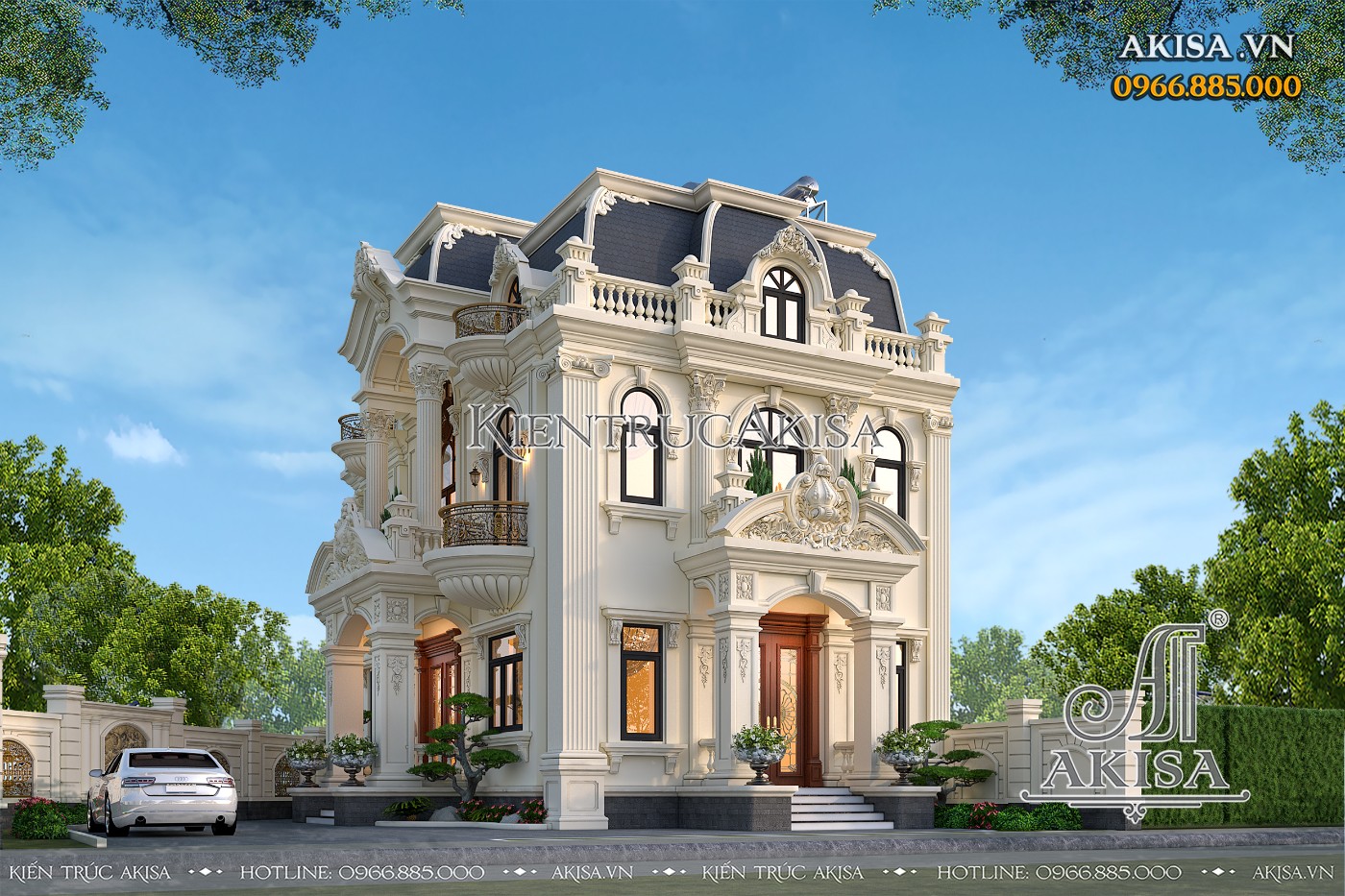 Mẫu biệt thự tân cổ điển 2 tầng mái Mansard (CĐT: ông Thực - Thanh Hóa) BT221181