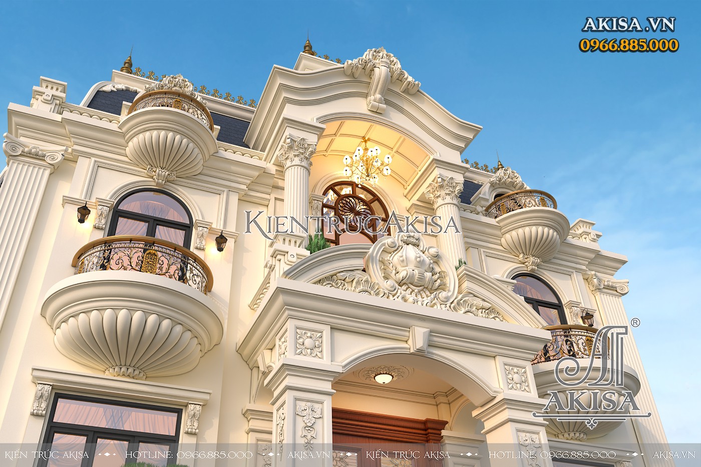 Mẫu biệt thự tân cổ điển 2 tầng mái Mansard (CĐT: ông Thực - Thanh Hóa) BT221181