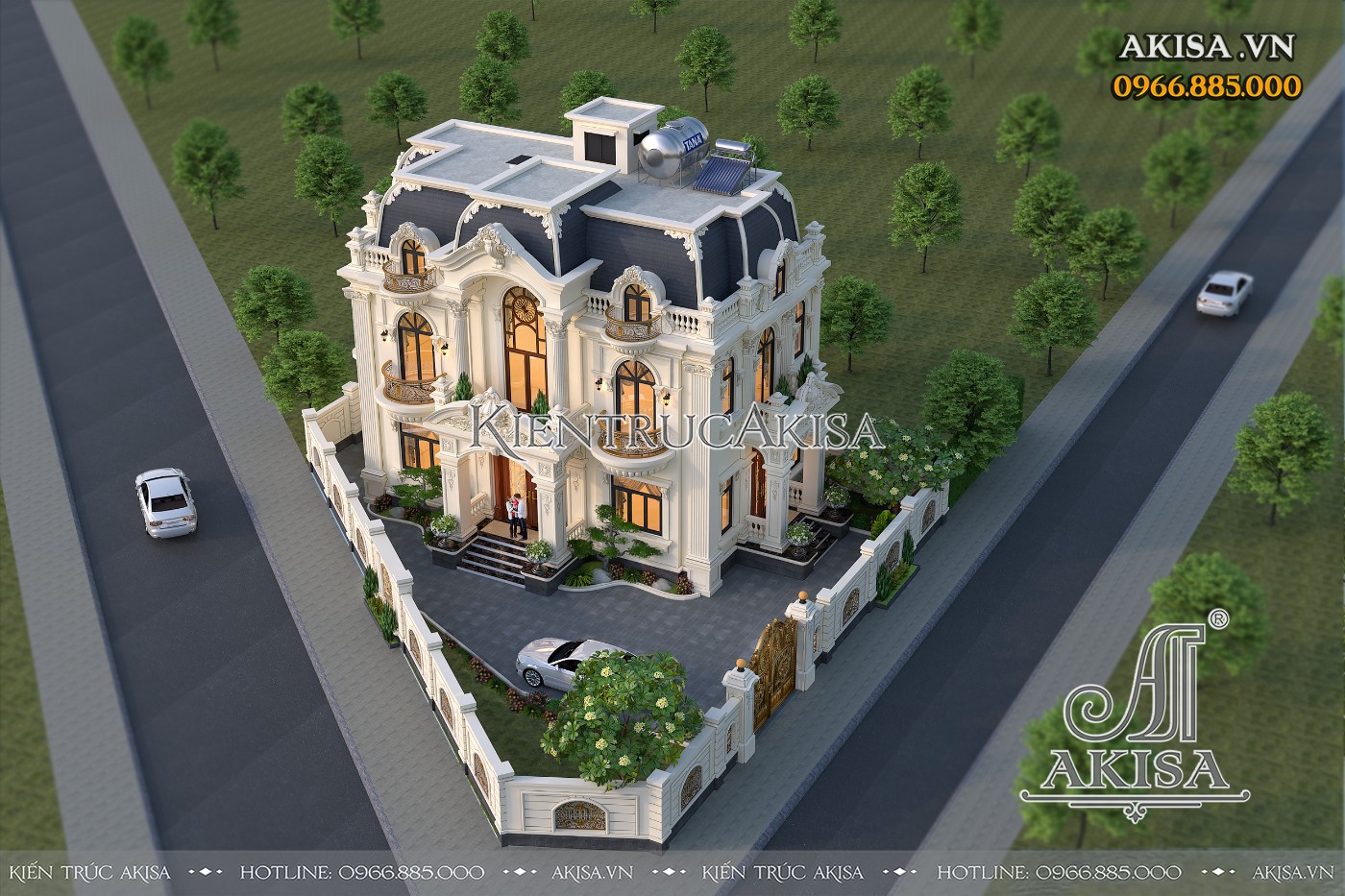 Mẫu biệt thự tân cổ điển 2 tầng mái Mansard (CĐT: ông Thực - Thanh Hóa) BT221181