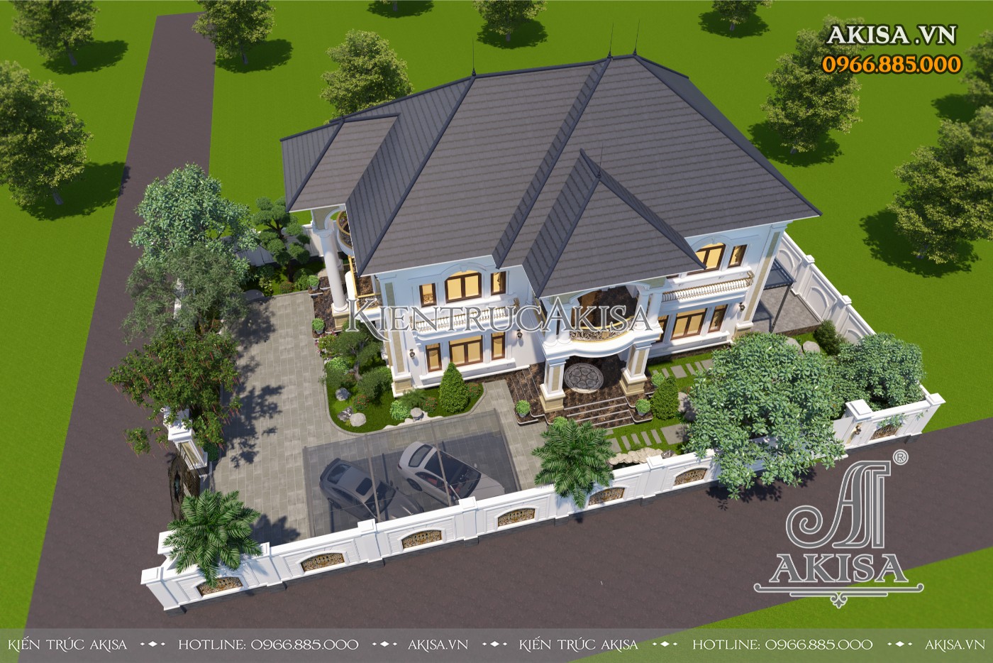 Thiết kế sân vườn biệt thự 2 tầng (CĐT: ông Tấn - Bắc Ninh) SV22053