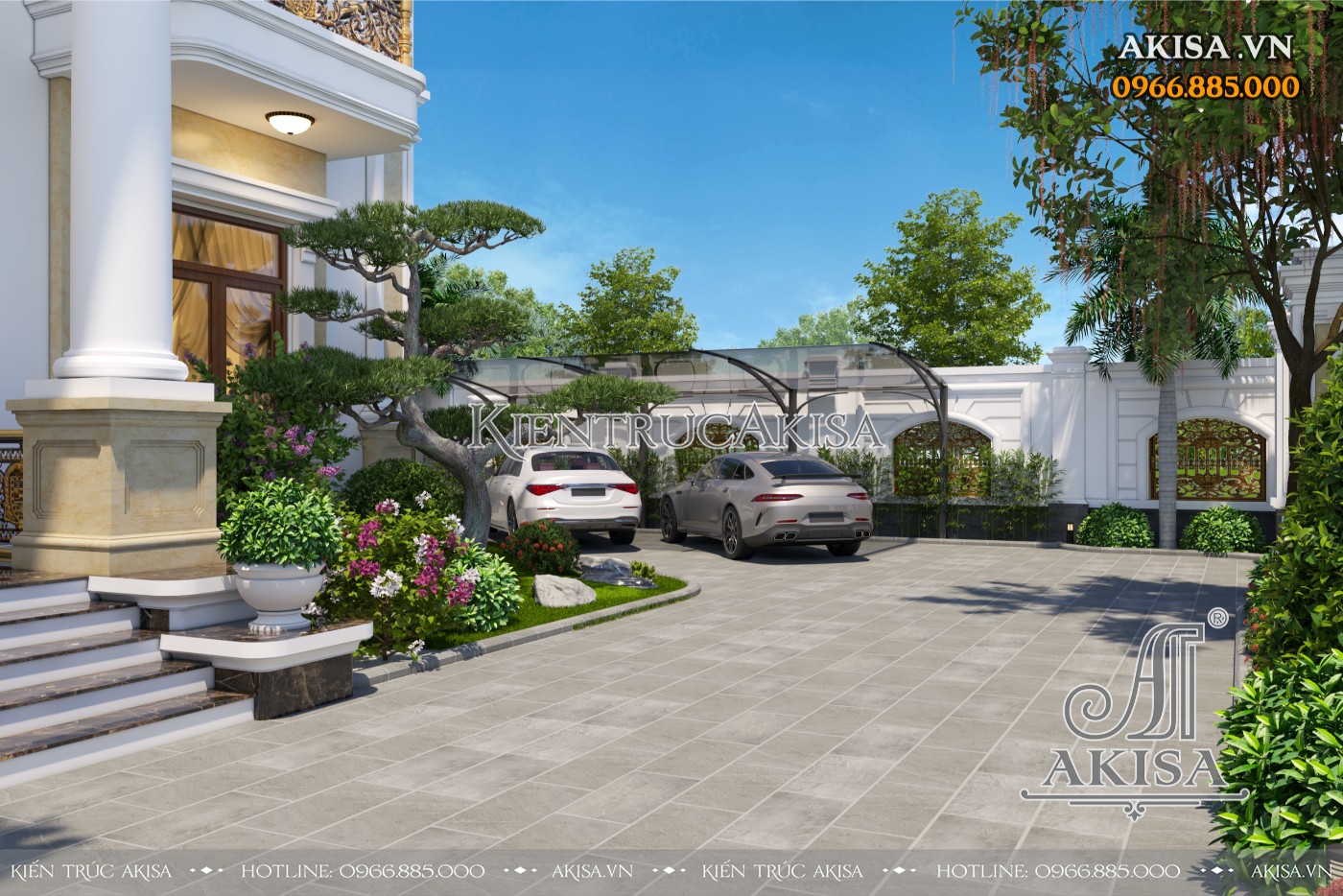 Thiết kế sân vườn biệt thự 2 tầng (CĐT: ông Tấn - Bắc Ninh) SV22053