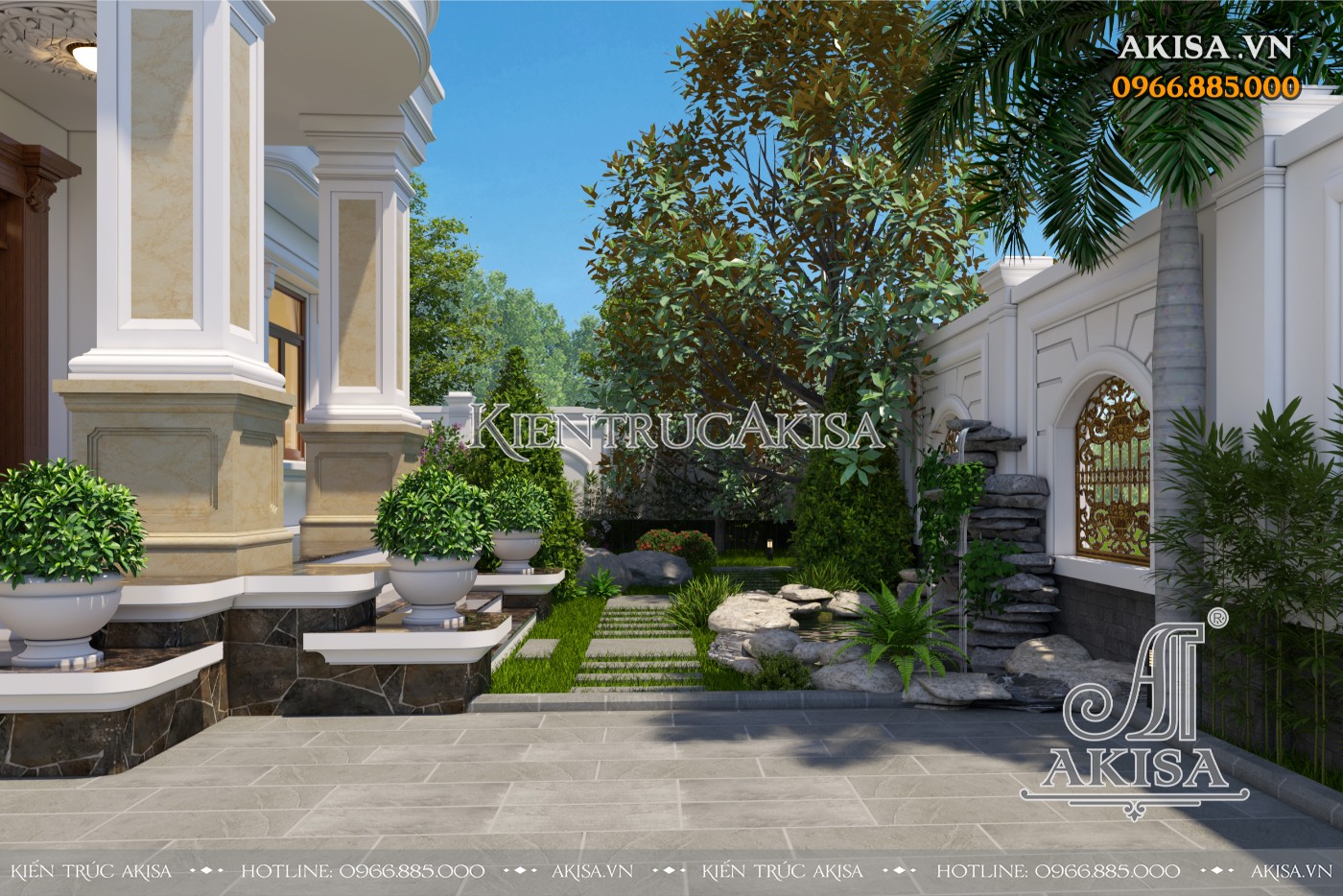 Thiết kế sân vườn biệt thự 2 tầng (CĐT: ông Tấn - Bắc Ninh) SV22053