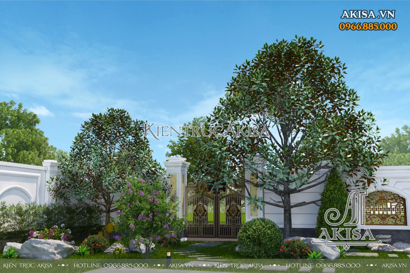 Thiết kế sân vườn biệt thự 2 tầng (CĐT: ông Tấn - Bắc Ninh) SV22053