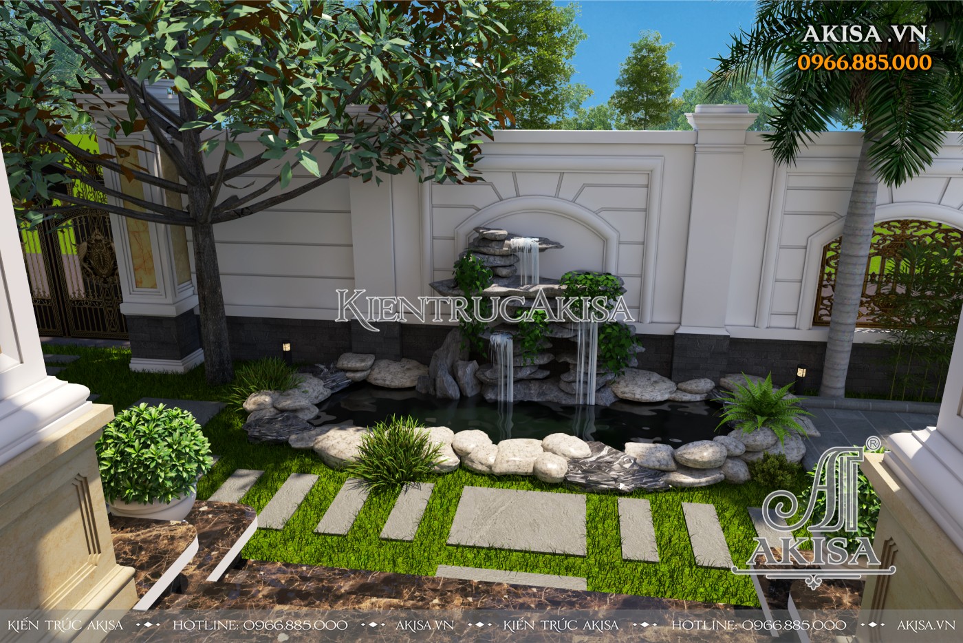 Thiết kế sân vườn biệt thự 2 tầng (CĐT: ông Tấn - Bắc Ninh) SV22053