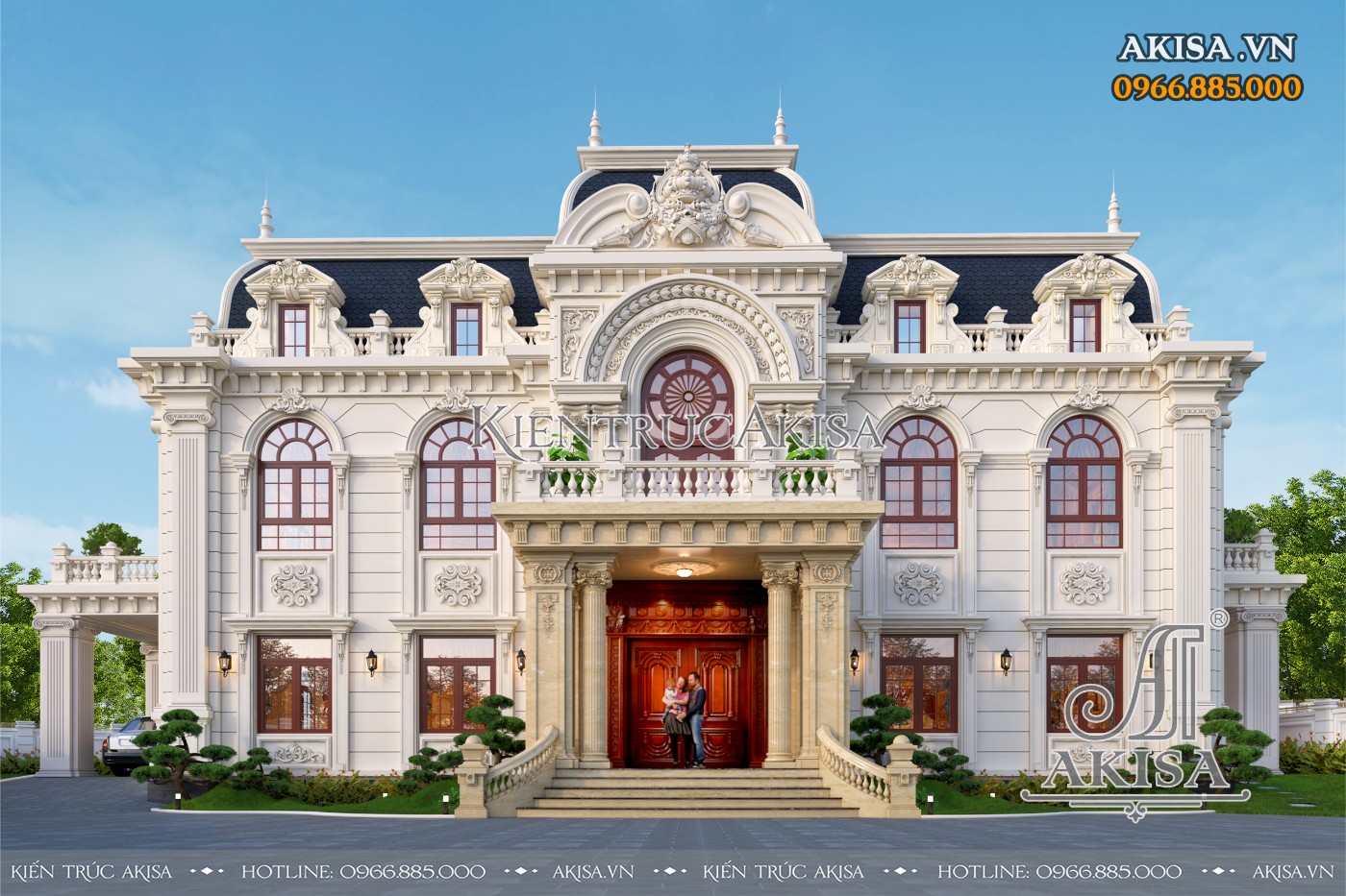 Thiết kế biệt thự Pháp 2 tầng (CĐT: ông Hùng - Hà Tĩnh) BT221183