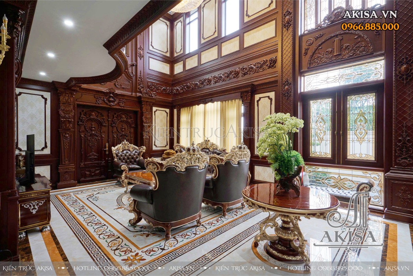 Hoàn thiện kiến trúc - nội thất biệt thự tân cổ điển Pháp 3 tầng (CĐT: ông Cường - Thanh Hóa) HT32468