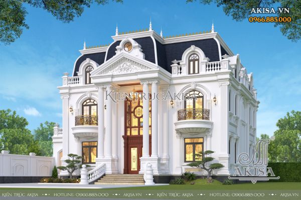 Thiết kế biệt thự 2 tầng tân cổ điển kiểu Pháp (CĐT: ông Sơn - Hà Nội) BT221187