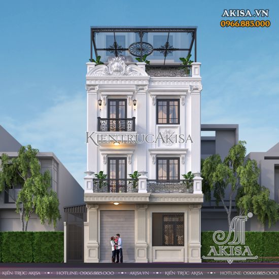 Nhà phố tân cổ điển 3 tầng 1 tum (CĐT: bà Cúc - Hải Phòng) NP321190