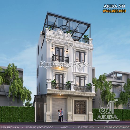 Nhà phố tân cổ điển 3 tầng 1 tum (CĐT: bà Cúc - Hải Phòng) NP321190