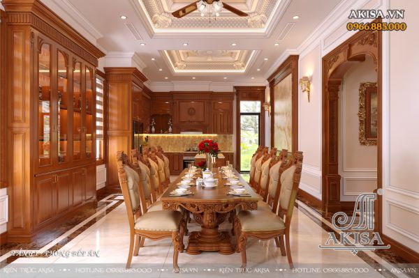Mẫu nội thất biệt thự tân cổ điển gỗ gõ đỏ đẹp (CĐT: ông Quý - Quảng Trị) NT121188