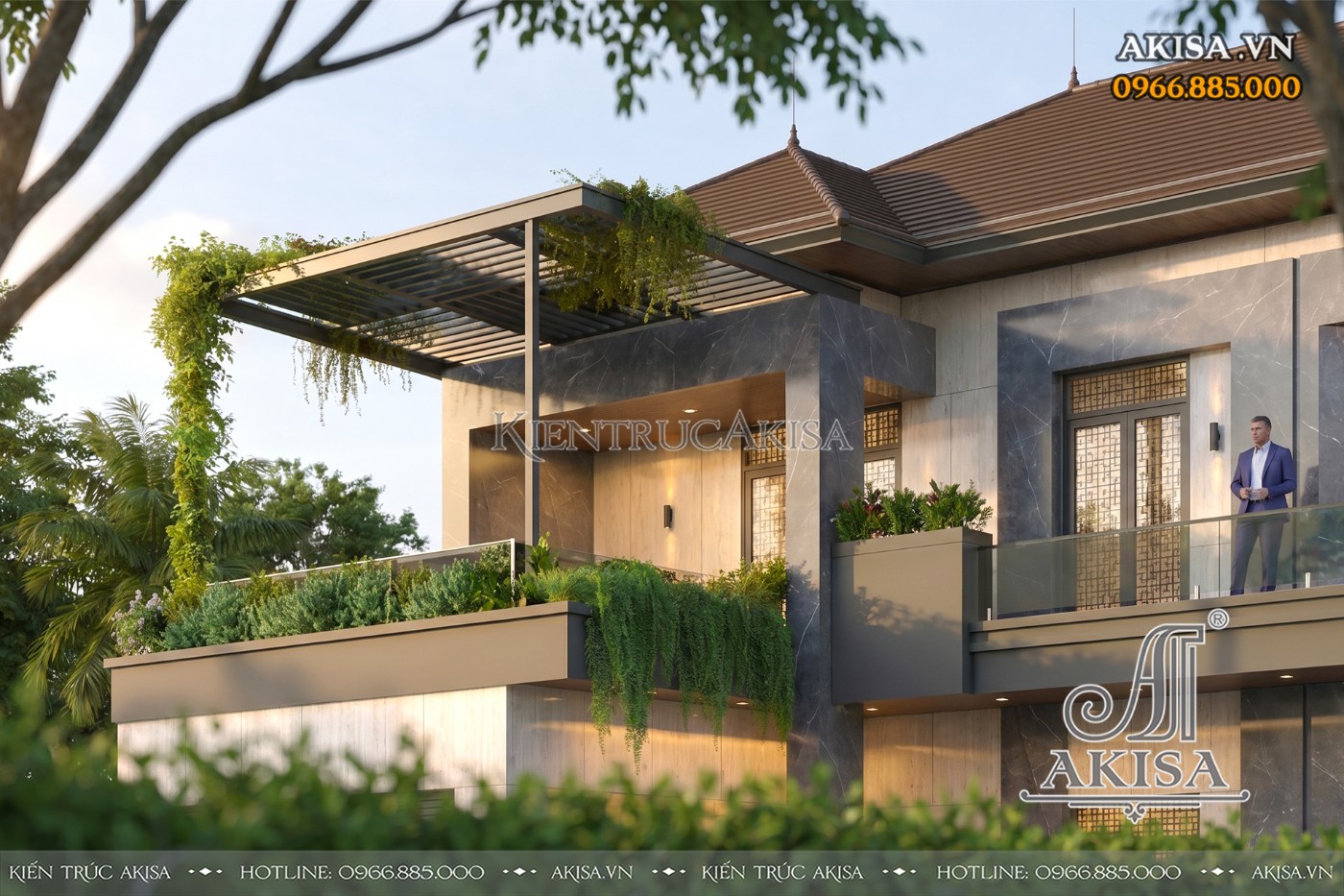 Mẫu biệt thự mái Nhật 2 tầng hiện đại (CĐT: ông Hà - Bắc Ninh) BT211204